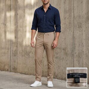 Banana Republic Men's Slim Fit Tech Chino Pants Tan Khaki 38x32 Performance